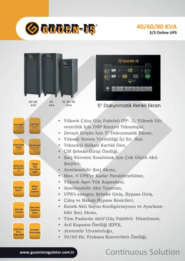 40-60-80 KVA 3-3 Online UPS Özellikleri - 1